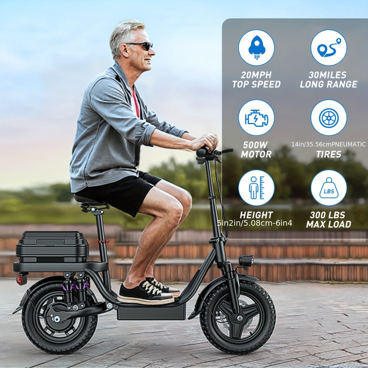 740W Adult Electric Scooter With Seat, 54.6V15A/17.5A Lithium Battery, Up To 25 Miles Range, 20Mph Top Speed, Foldable With 10 Shock Absorption, 14-inch Tubeless Explosion-proof Tires, Dual Disc Brakes - Ideal For Commuting