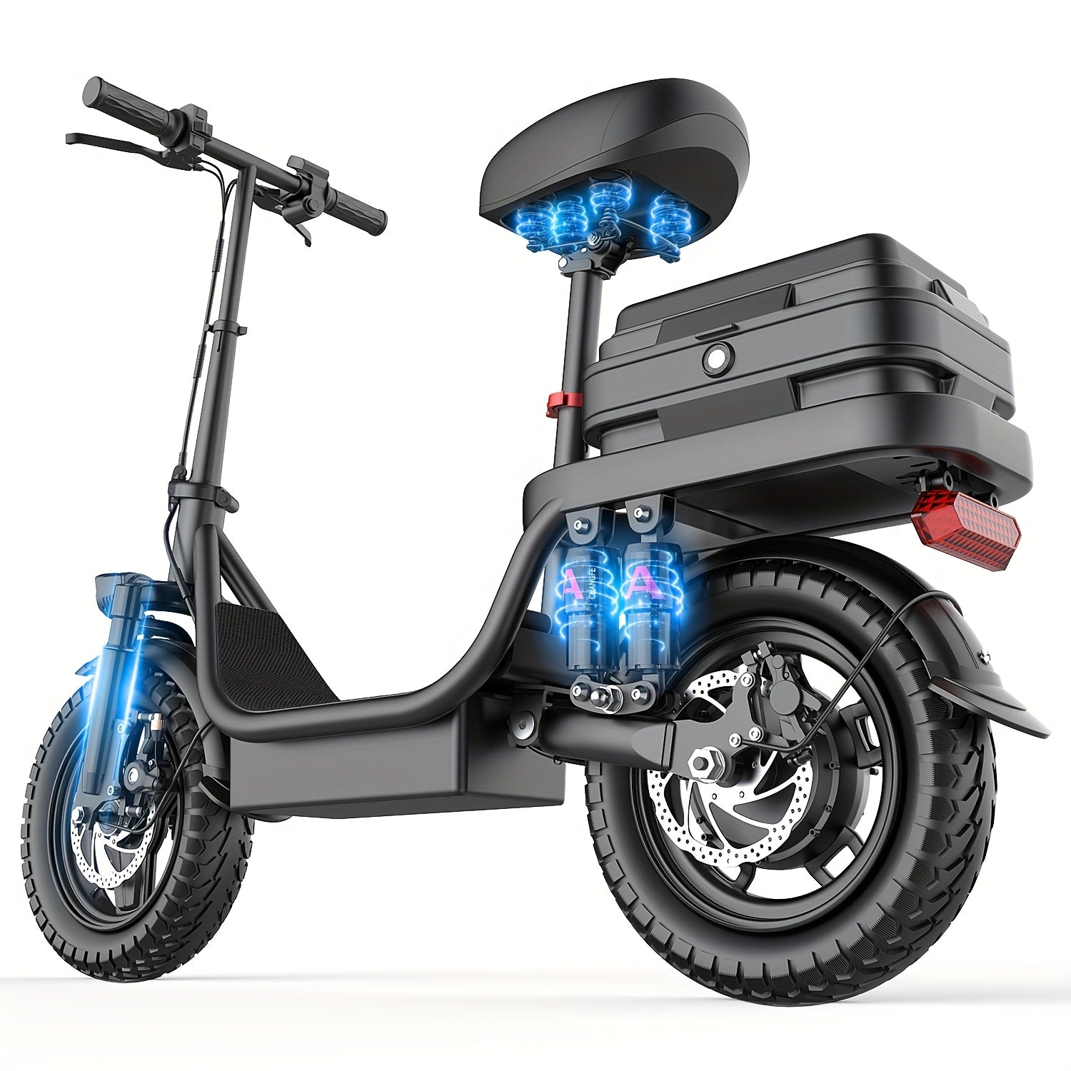 740W Adult Electric Scooter With Seat, 54.6V15A/17.5A Lithium Battery, Up To 25 Miles Range, 20Mph Top Speed, Foldable With 10 Shock Absorption, 14-inch Tubeless Explosion-proof Tires, Dual Disc Brakes - Ideal For Commuting