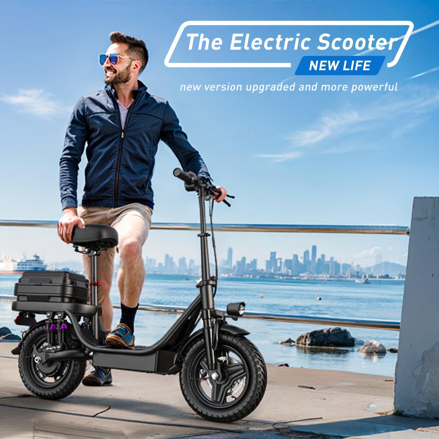 740W Adult Electric Scooter With Seat, 54.6V15A/17.5A Lithium Battery, Up To 25 Miles Range, 20Mph Top Speed, Foldable With 10 Shock Absorption, 14-inch Tubeless Explosion-proof Tires, Dual Disc Brakes - Ideal For Commuting