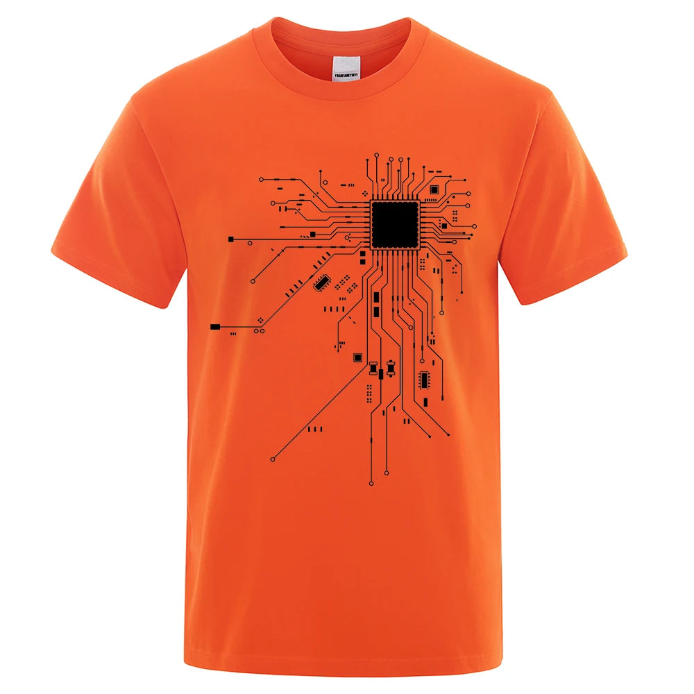 Diagrama de circuito de procesador de CPU, camiseta de algodón de verano para hombre, camisetas divertidas para hombre, camisetas de moda, ropa unisex de marca para hombre C99