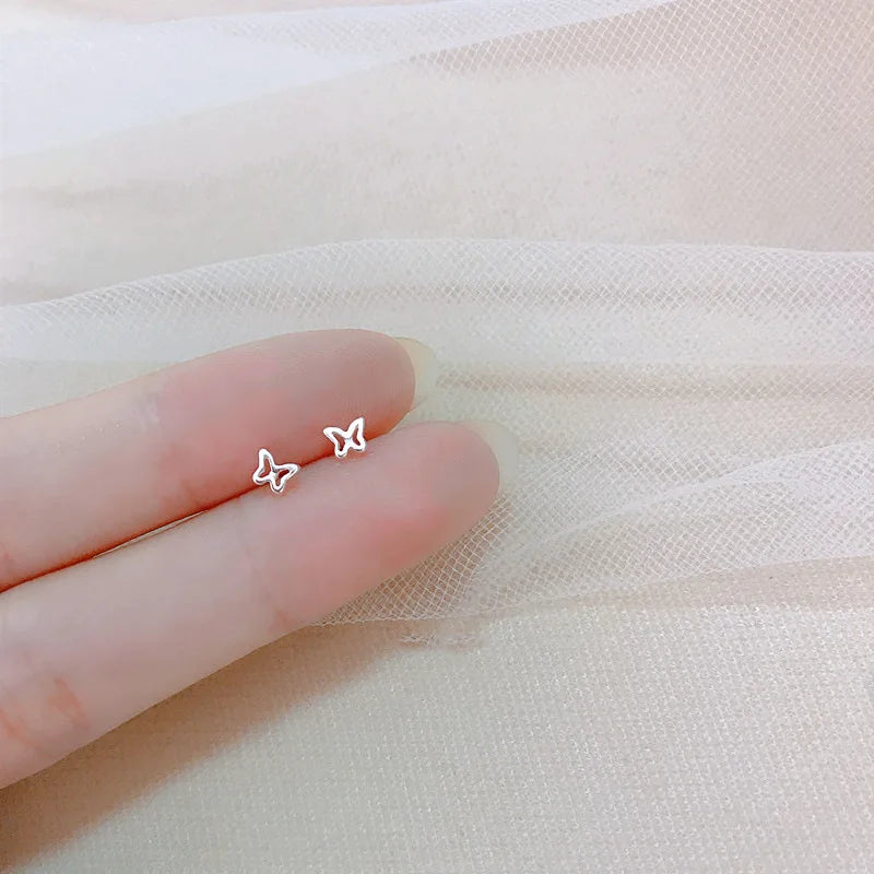 New Heart Stud Earrings for Women Hypoallergenic Daily Wear Minimalist Cute Star Silver Color Ear Girls Pierc Jewelry Gifts