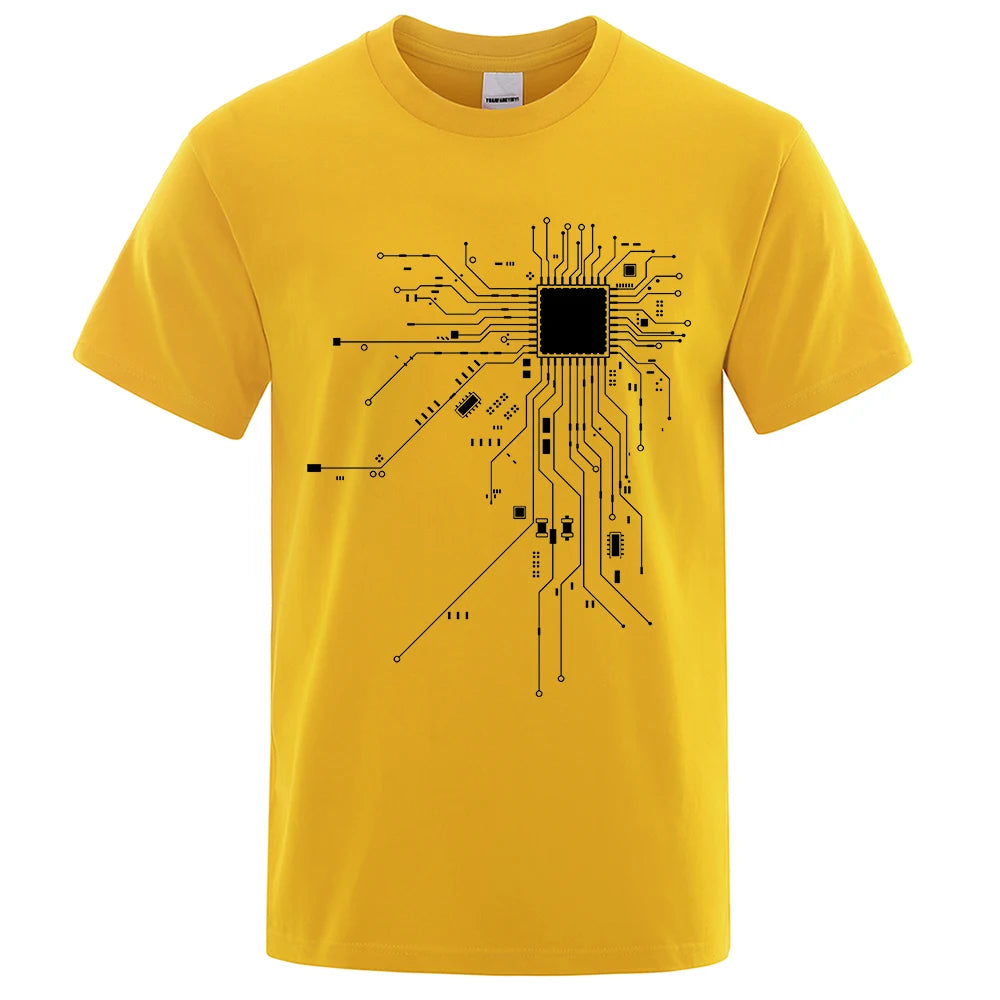 Diagrama de circuito de procesador de CPU, camiseta de algodón de verano para hombre, camisetas divertidas para hombre, camisetas de moda, ropa unisex de marca para hombre C99