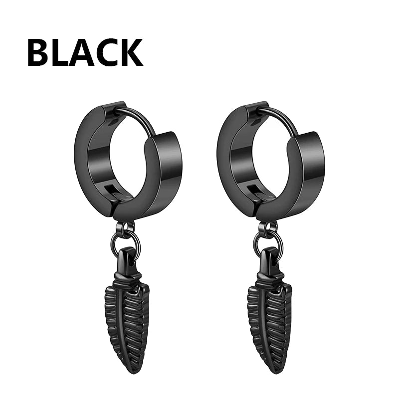 1 par de pendientes de acero inoxidable estilo punk, juego de pendientes negros para hombres y mujeres, piercing estilo hip hop vintage, joyería para las orejas