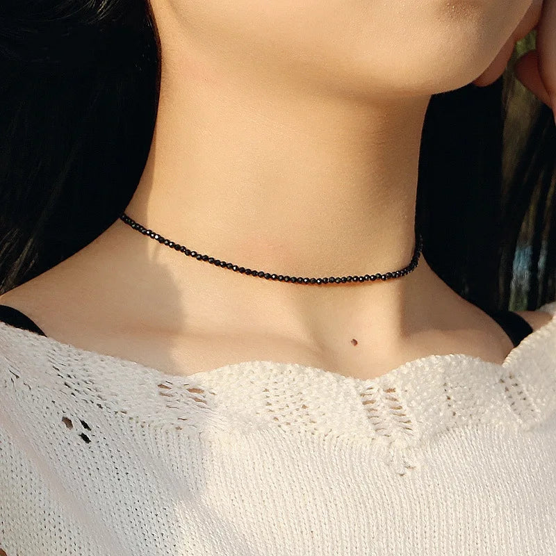 Fashion Brand Simple Black Beads Short Necklace Femme Ladies Choker For Women Party Jewelry