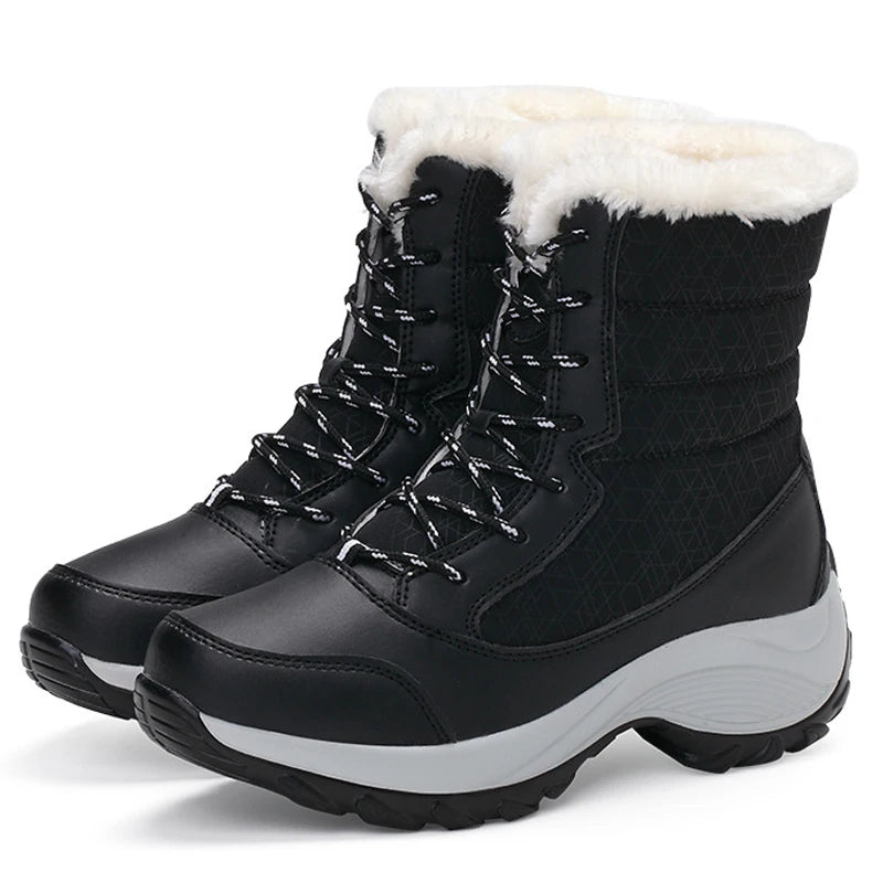 Botas de tobillo para mujer, botas de nieve cálidas de invierno para exteriores, plataforma gruesa, impermeables, antideslizantes, cálidas, botas de mujer de talla grande, informales