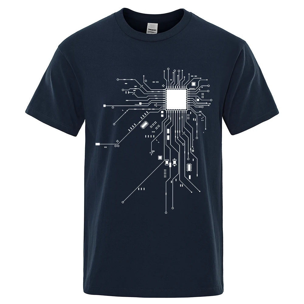 Diagrama de circuito de procesador de CPU, camiseta de algodón de verano para hombre, camisetas divertidas para hombre, camisetas de moda, ropa unisex de marca para hombre C99