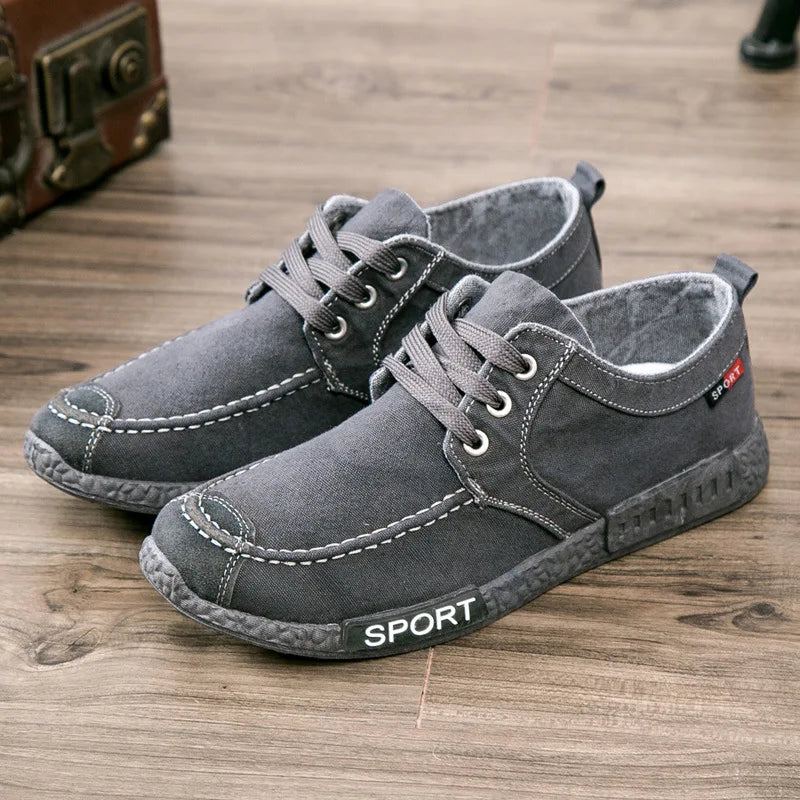 Zapatos de lona para hombre 2025, nuevos zapatos casuales con cordones transpirables para hombre, zapatos vulcanizados cómodos de moda, zapatillas de deporte para hombre para exteriores