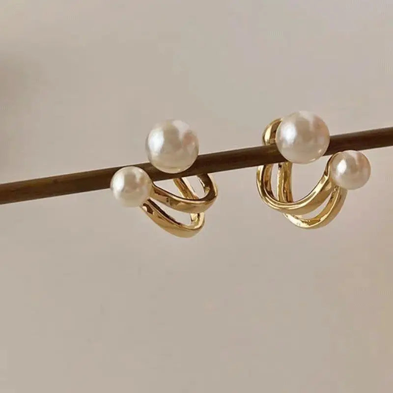 New Simple Temperament Circle Pearl Earrings Fashion Small Versatile Earrings Women's Jewelry