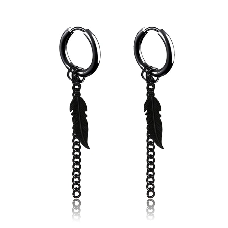 1 par de pendientes de acero inoxidable estilo punk, juego de pendientes negros para hombres y mujeres, piercing estilo hip hop vintage, joyería para las orejas