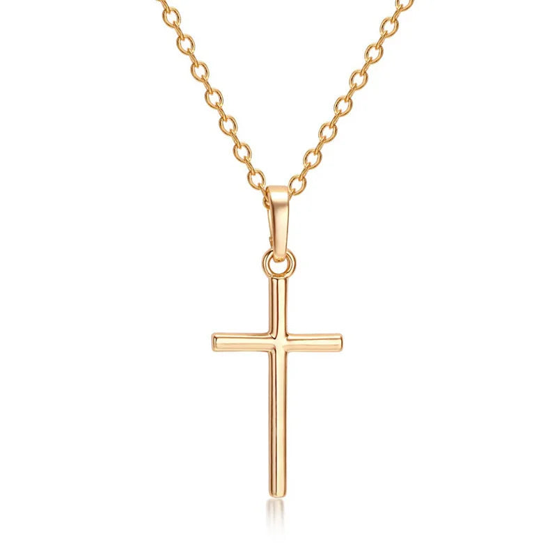 Fashion Female Cross Pendants dropshipping Gold Black Color Crystal Jesus Cross Pendant Necklace Jewelry For Men Women Wholesale