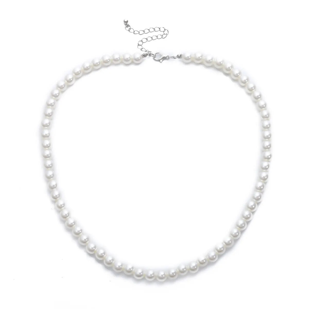 Simple Imitation-Pearl Beaded Short Choker Necklace for Men Trendy White Beaded Chains on Neck Accessories 2023 Fashion Jewelry