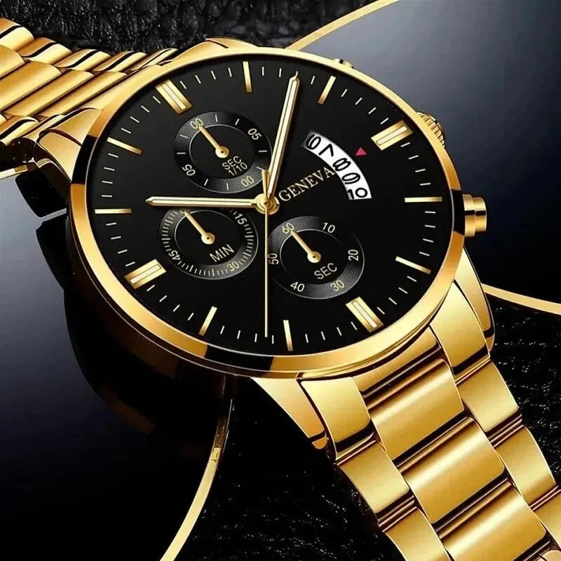 Reloj de acero inoxidable de moda para hombre, reloj de pulsera de cuarzo con calendario de lujo, relojes de negocios para hombre, reloj Montre Homme