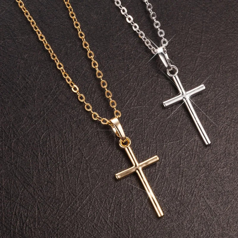 Fashion Female Cross Pendants dropshipping Gold Black Color Crystal Jesus Cross Pendant Necklace Jewelry For Men Women Wholesale