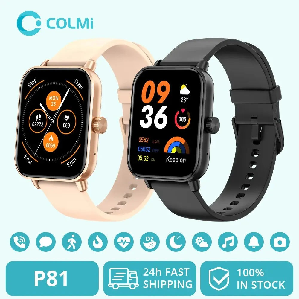 Reloj inteligente COLMI P81 con llamadas de voz, pantalla Ultra HD de 1,9 pulgadas, monitor de salud las 24 horas, más de 100 modos deportivos, más de 200 esferas de reloj, reloj inteligente