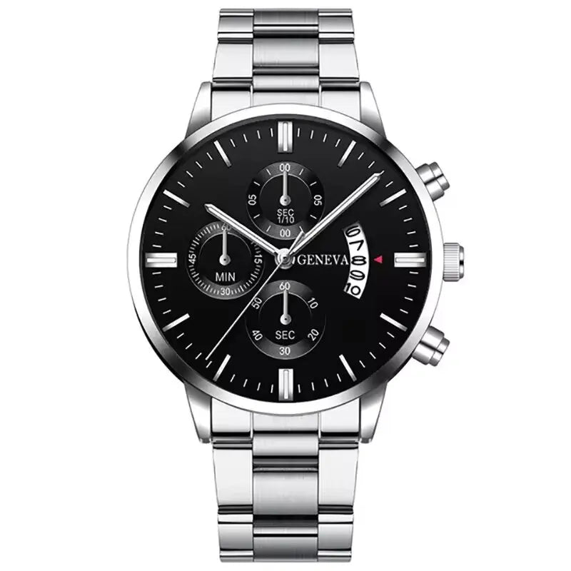 Reloj de acero inoxidable de moda para hombre, reloj de pulsera de cuarzo con calendario de lujo, relojes de negocios para hombre, reloj Montre Homme