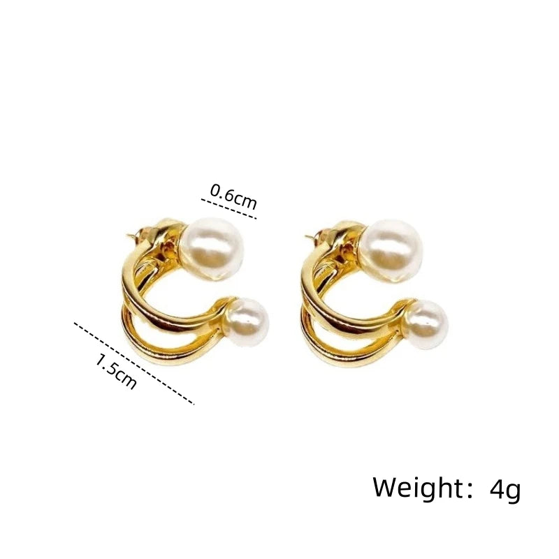 New Simple Temperament Circle Pearl Earrings Fashion Small Versatile Earrings Women's Jewelry