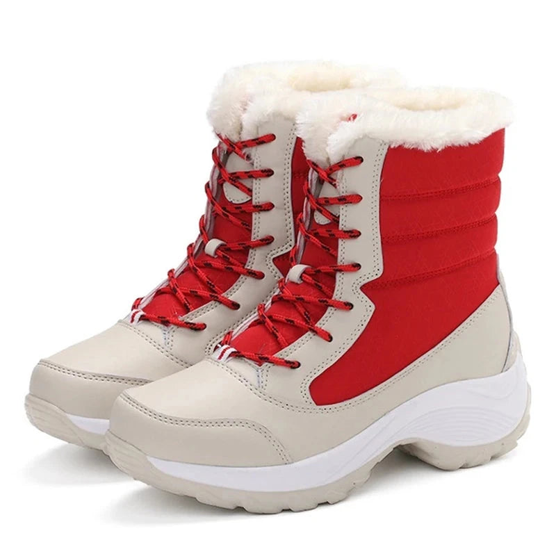 Botas de tobillo para mujer, botas de nieve cálidas de invierno para exteriores, plataforma gruesa, impermeables, antideslizantes, cálidas, botas de mujer de talla grande, informales