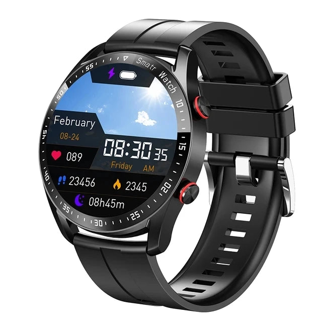 Reloj inteligente ECG + PPG con Bluetooth para hombre, reloj inteligente deportivo con control de la presión arterial, láser, resistente al agua y con caja