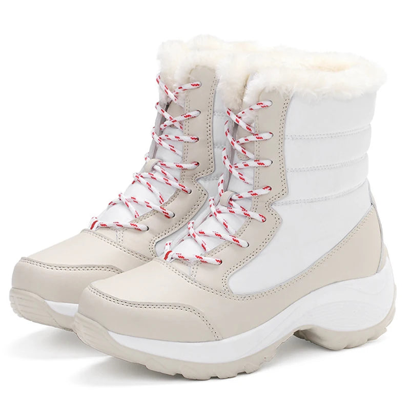 Botas de tobillo para mujer, botas de nieve cálidas de invierno para exteriores, plataforma gruesa, impermeables, antideslizantes, cálidas, botas de mujer de talla grande, informales