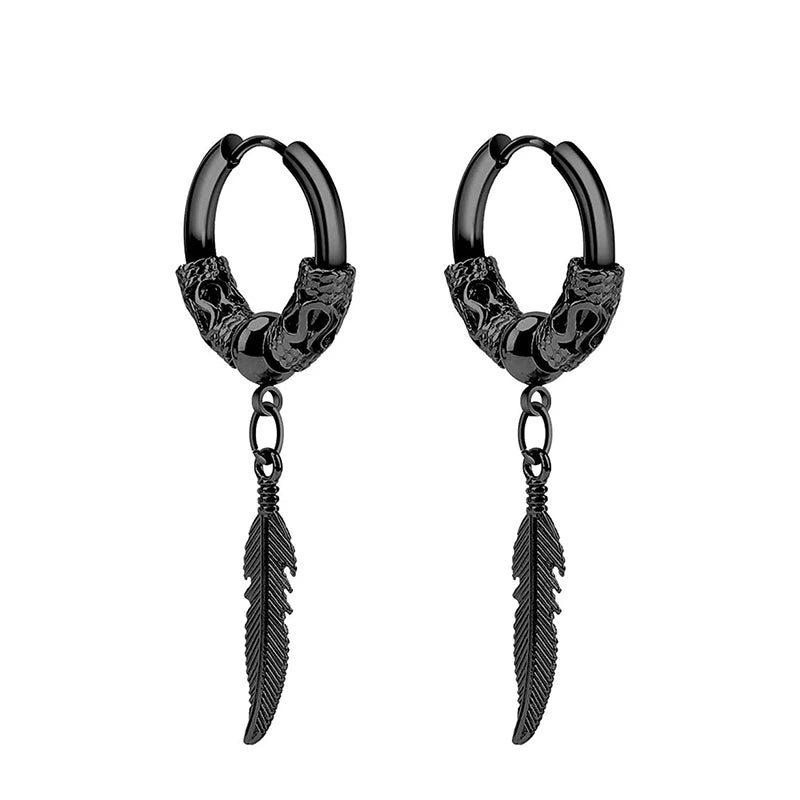 1 par de pendientes de acero inoxidable estilo punk, juego de pendientes negros para hombres y mujeres, piercing estilo hip hop vintage, joyería para las orejas