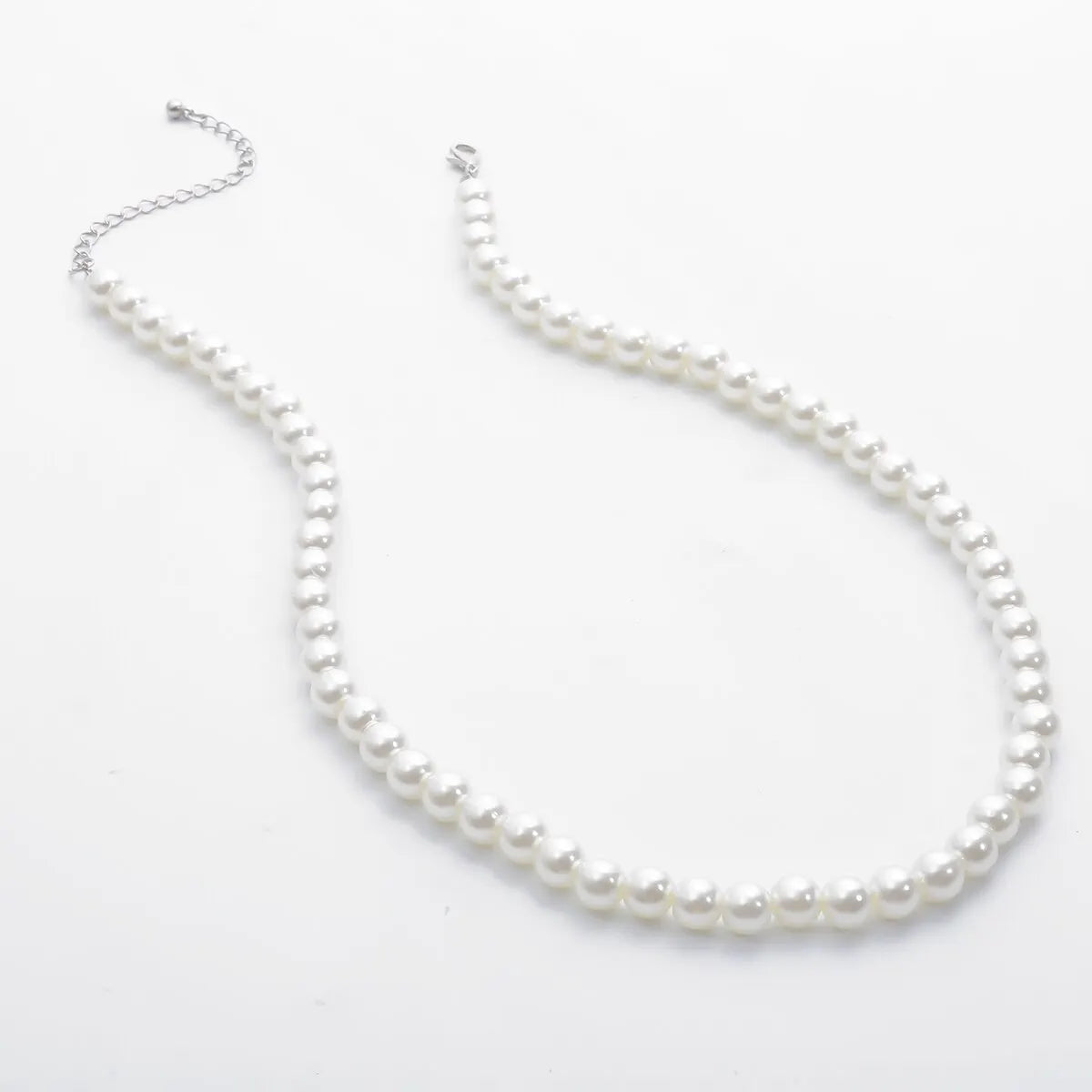 Simple Imitation-Pearl Beaded Short Choker Necklace for Men Trendy White Beaded Chains on Neck Accessories 2023 Fashion Jewelry