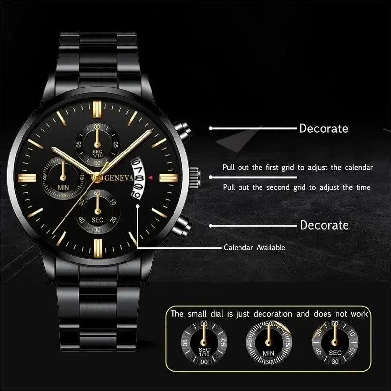 Reloj de acero inoxidable de moda para hombre, reloj de pulsera de cuarzo con calendario de lujo, relojes de negocios para hombre, reloj Montre Homme