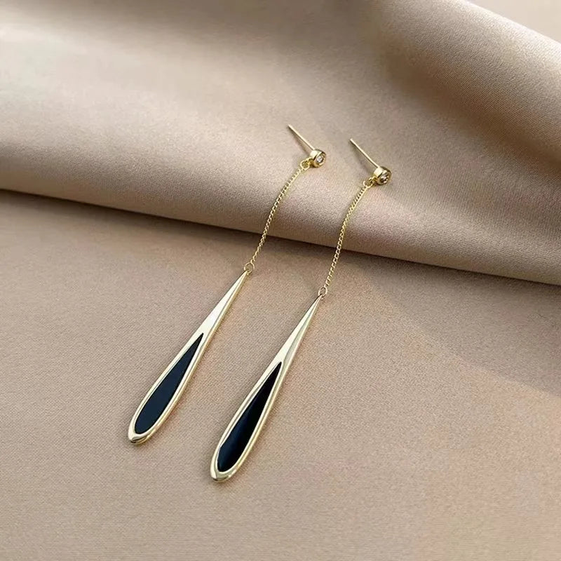 Pendientes colgantes cuadrados geométricos sencillos para mujer, moda coreana, línea de color dorado, pendientes largos con borlas, regalo de joyería para fiesta