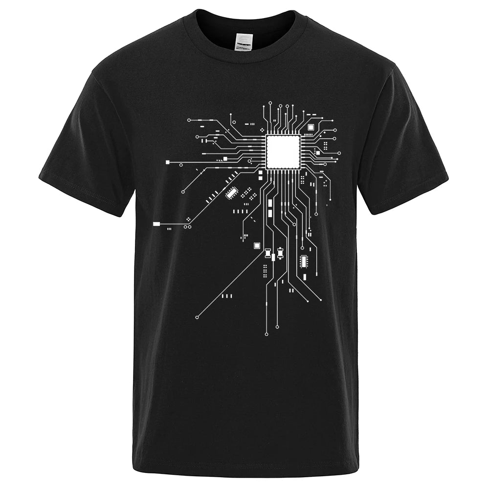 Diagrama de circuito de procesador de CPU, camiseta de algodón de verano para hombre, camisetas divertidas para hombre, camisetas de moda, ropa unisex de marca para hombre C99