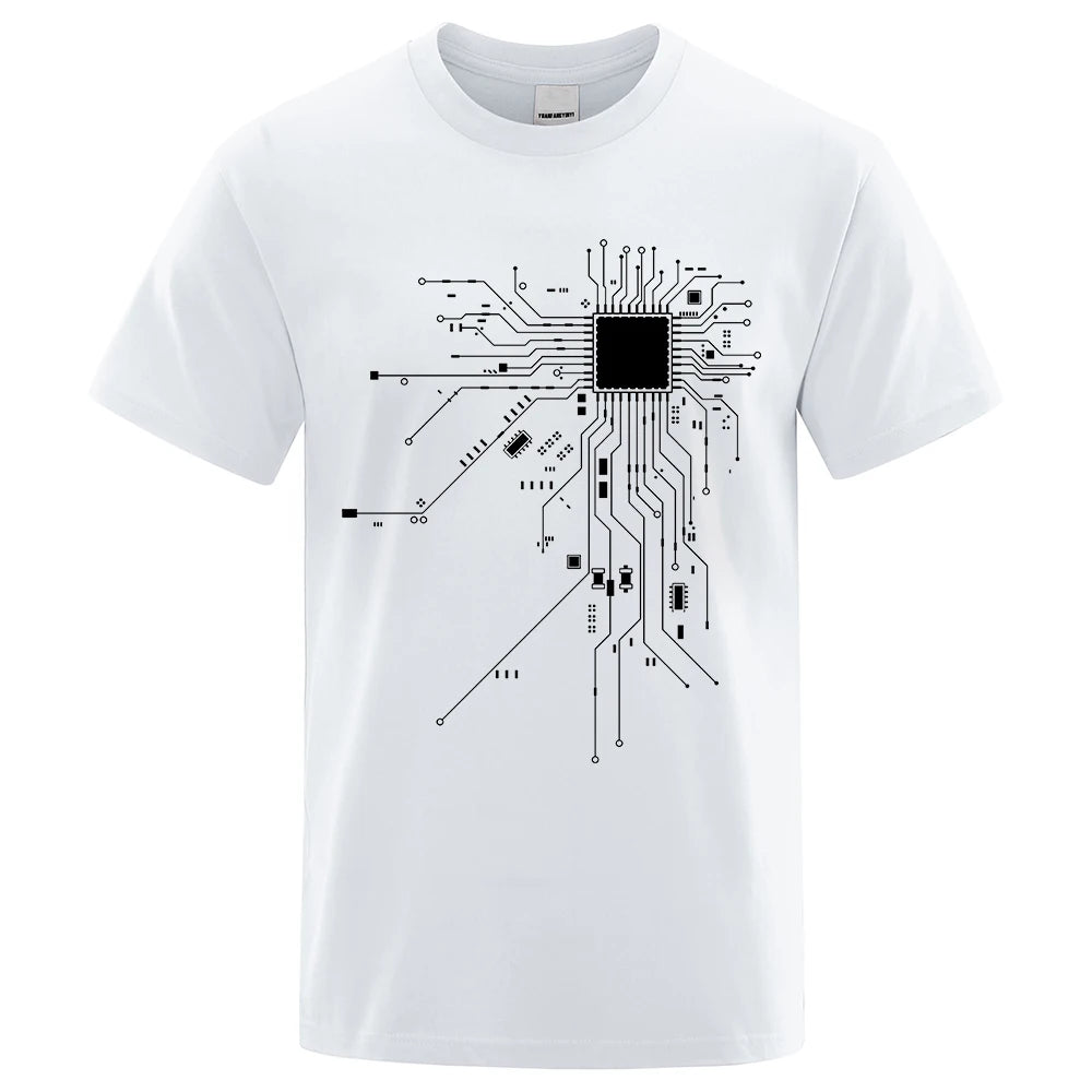 Diagrama de circuito de procesador de CPU, camiseta de algodón de verano para hombre, camisetas divertidas para hombre, camisetas de moda, ropa unisex de marca para hombre C99