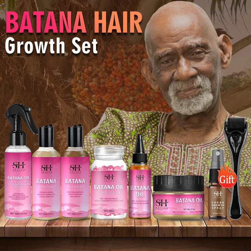 Hair Growth Set Batana Oil Fast Hair Growing Spray Anti Hair Loss Shampoo Scalp Repair Treatment Capsule Oil For Men Women 6pcs