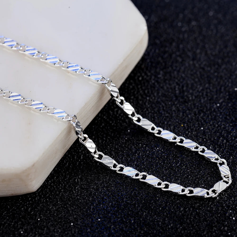 New LuxurySilver Color Special 2MM Flat Clavicle Chains Necklaces for Men Women Wedding Jewelry Christmas Gifts 40-75cm