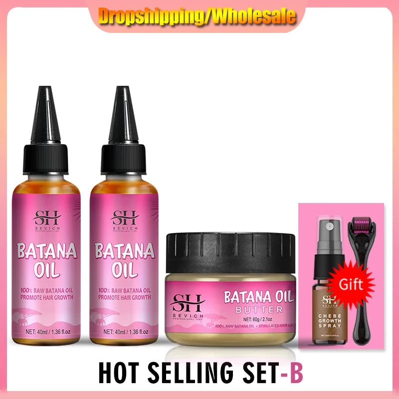 Hair Growth Set Batana Oil Fast Hair Growing Spray Anti Hair Loss Shampoo Scalp Repair Treatment Capsule Oil For Men Women 6pcs