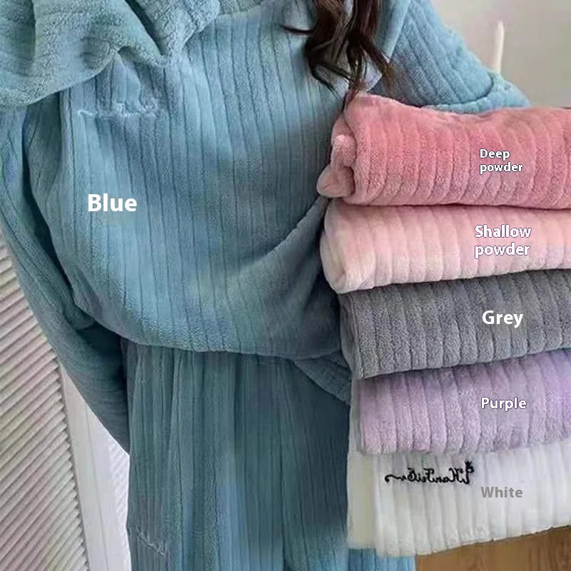 Pijamas nuevos de invierno para mujer, ropa de casa, ropa de abrigo para otoño e invierno para mujer, pijamas de ocio de terciopelo coral, ropa de casa acolchada