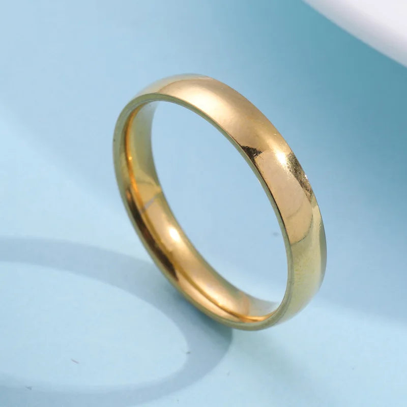 Anillo de acero inoxidable liso y sencillo a la moda para mujeres y hombres, anillos de pareja clásicos, joyería de compromiso para bodas