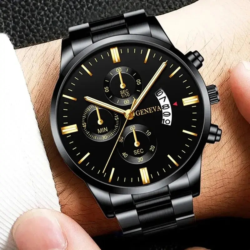 Reloj de acero inoxidable de moda para hombre, reloj de pulsera de cuarzo con calendario de lujo, relojes de negocios para hombre, reloj Montre Homme