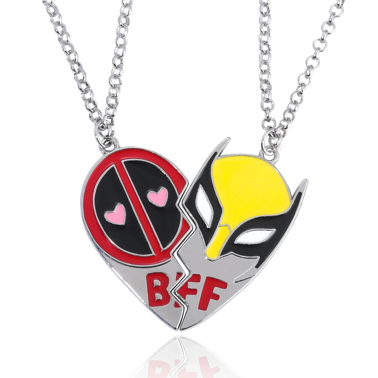 Conjunto de collar con colgante de corazón dividido a juego con los mejores amigos de Deadpool y Wolverine para mujeres y hombres, regalo de joyería de cosplay