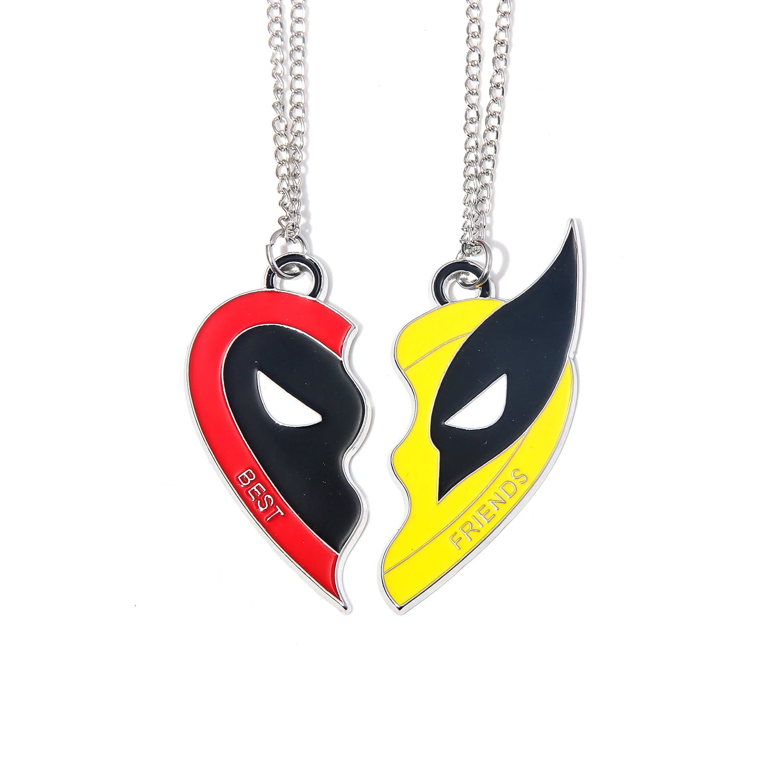 Conjunto de collar con colgante de corazón dividido a juego con los mejores amigos de Deadpool y Wolverine para mujeres y hombres, regalo de joyería de cosplay