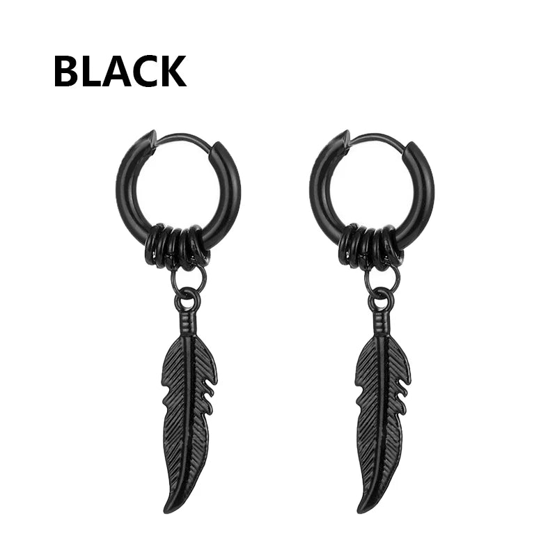 1 par de pendientes de acero inoxidable estilo punk, juego de pendientes negros para hombres y mujeres, piercing estilo hip hop vintage, joyería para las orejas