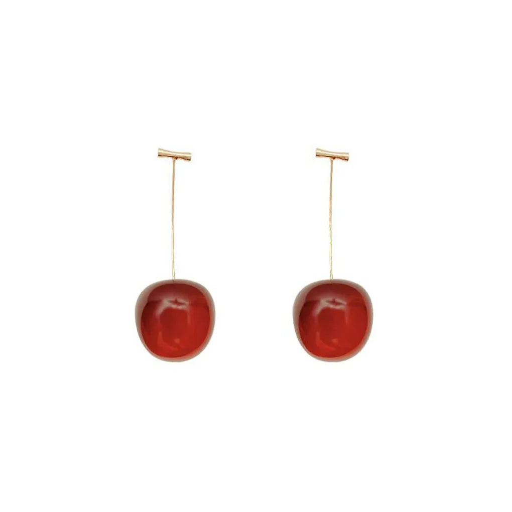 Accesorios para mujer Pendientes de cereza roja para mujer Pendientes colgantes llamativos de fruta Joyería coreana para fiesta de boda Regalo para mujer