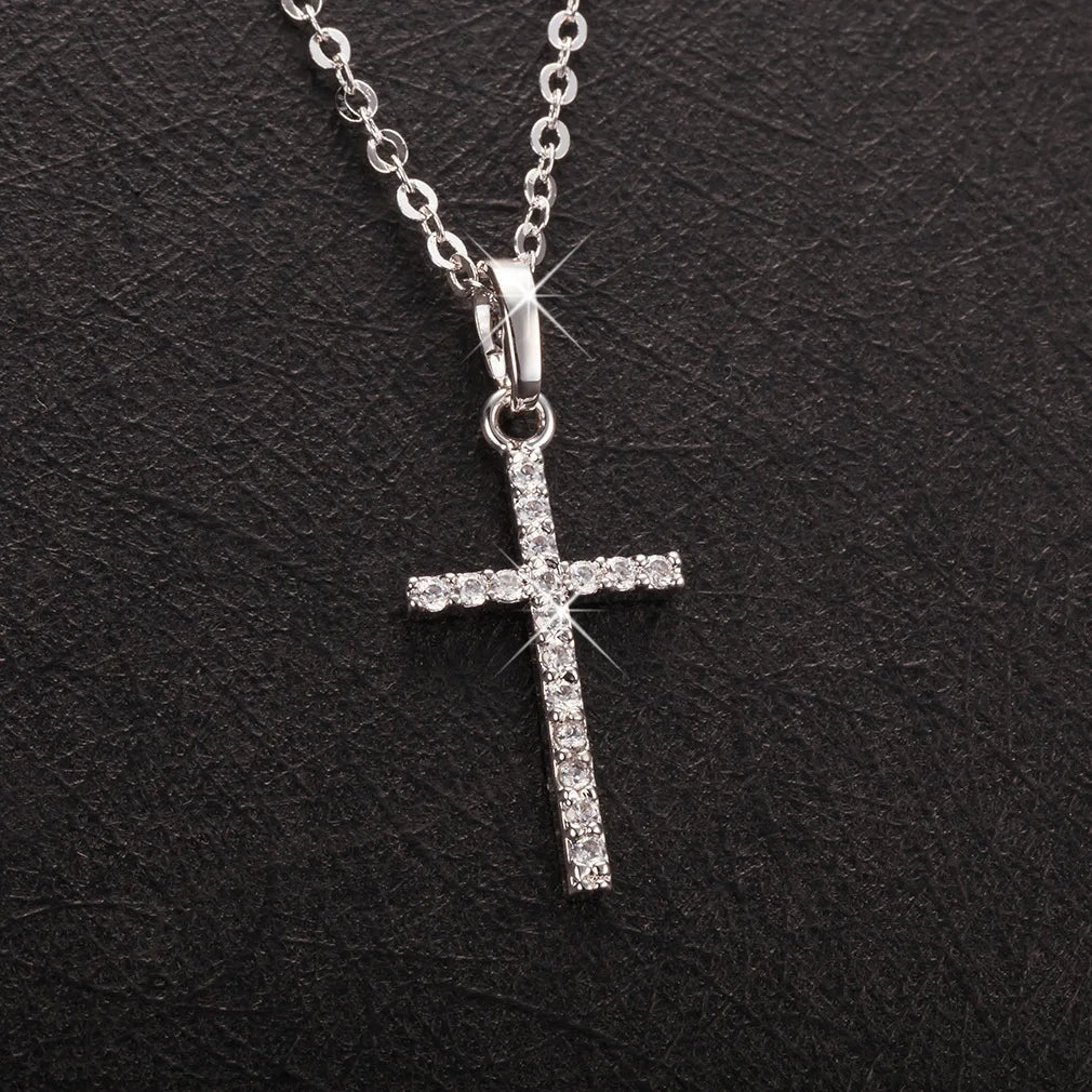 Fashion Female Cross Pendants dropshipping Gold Black Color Crystal Jesus Cross Pendant Necklace Jewelry For Men Women Wholesale