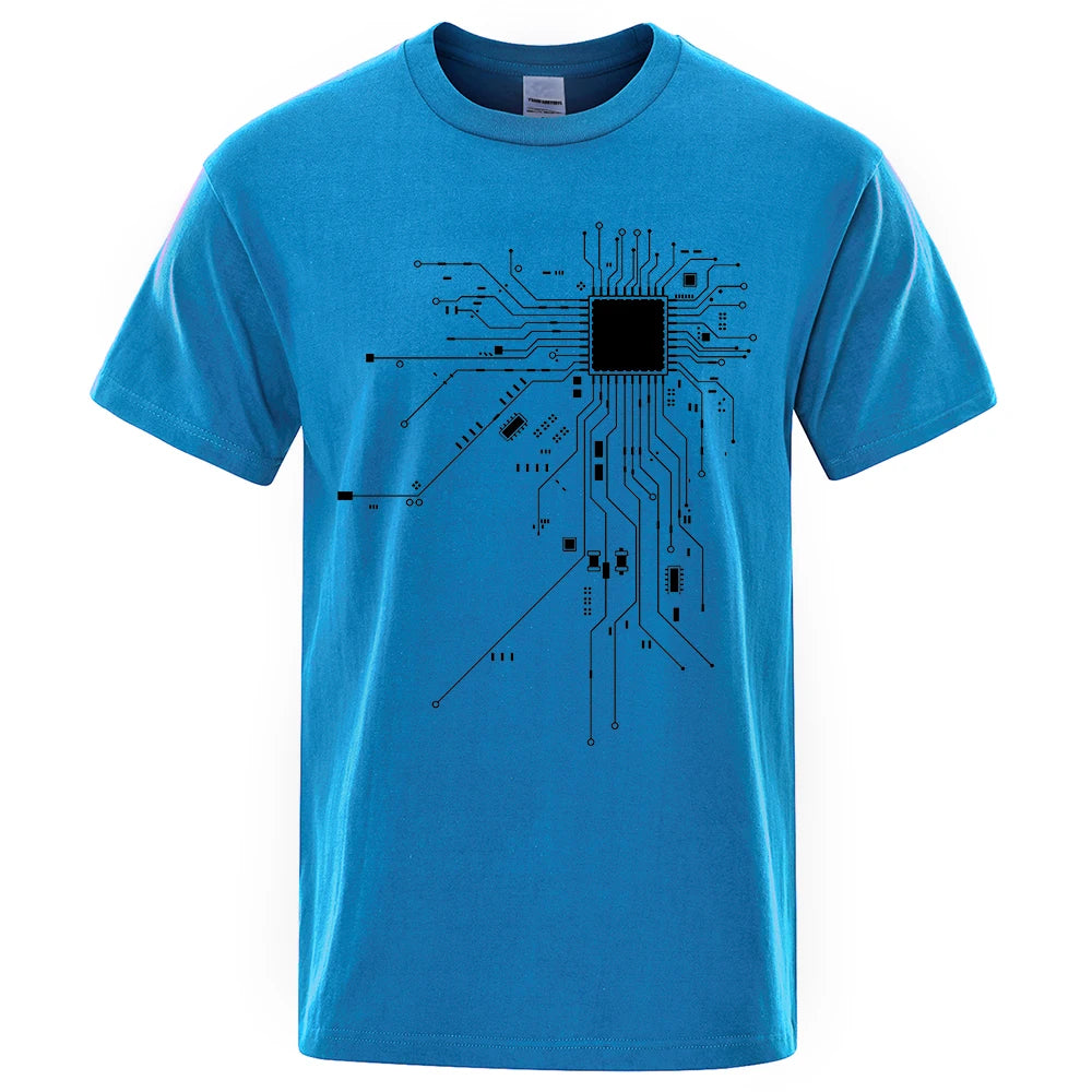 Diagrama de circuito de procesador de CPU, camiseta de algodón de verano para hombre, camisetas divertidas para hombre, camisetas de moda, ropa unisex de marca para hombre C99