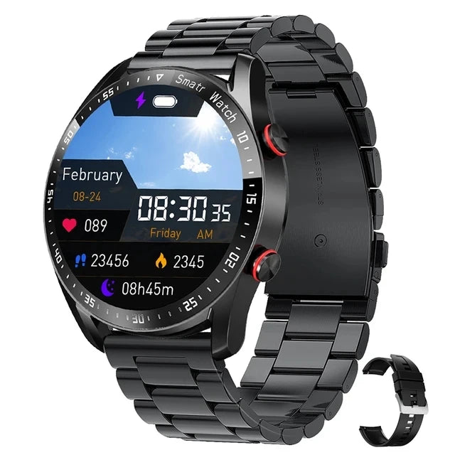 Reloj inteligente ECG + PPG con Bluetooth para hombre, reloj inteligente deportivo con control de la presión arterial, láser, resistente al agua y con caja