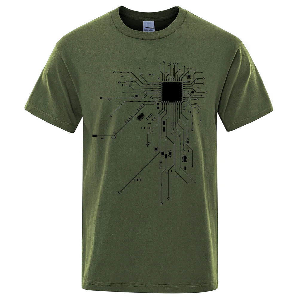 Diagrama de circuito de procesador de CPU, camiseta de algodón de verano para hombre, camisetas divertidas para hombre, camisetas de moda, ropa unisex de marca para hombre C99