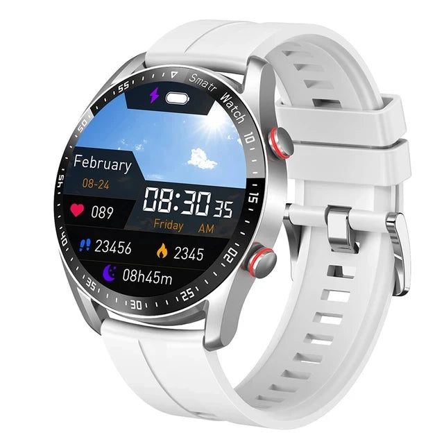 Reloj inteligente ECG + PPG con Bluetooth para hombre, reloj inteligente deportivo con control de la presión arterial, láser, resistente al agua y con caja