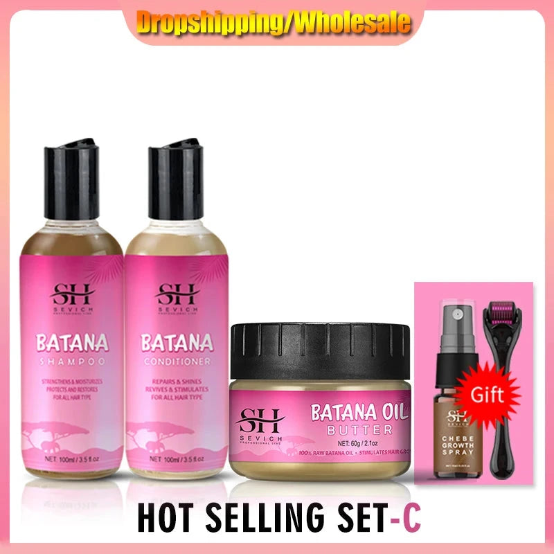 Hair Growth Set Batana Oil Fast Hair Growing Spray Anti Hair Loss Shampoo Scalp Repair Treatment Capsule Oil For Men Women 6pcs