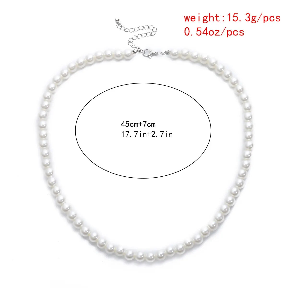 Simple Imitation-Pearl Beaded Short Choker Necklace for Men Trendy White Beaded Chains on Neck Accessories 2023 Fashion Jewelry