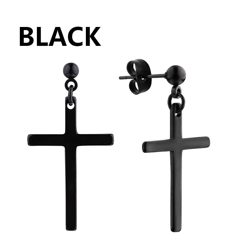 1 par de pendientes de acero inoxidable estilo punk, juego de pendientes negros para hombres y mujeres, piercing estilo hip hop vintage, joyería para las orejas