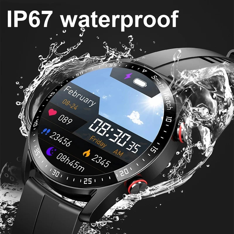 Reloj inteligente ECG + PPG con Bluetooth para hombre, reloj inteligente deportivo con control de la presión arterial, láser, resistente al agua y con caja