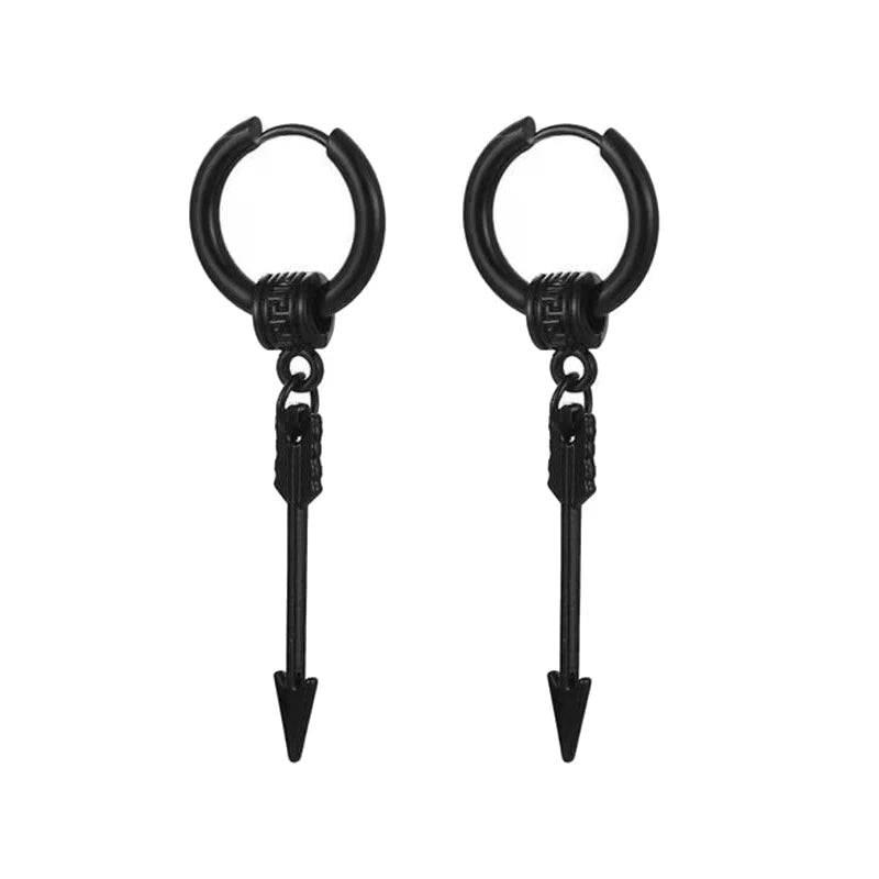 1 par de pendientes de acero inoxidable estilo punk, juego de pendientes negros para hombres y mujeres, piercing estilo hip hop vintage, joyería para las orejas