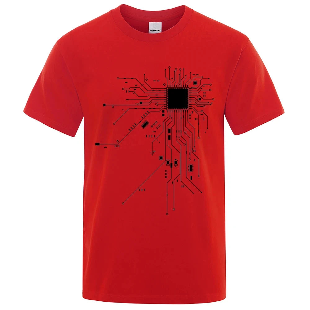 Diagrama de circuito de procesador de CPU, camiseta de algodón de verano para hombre, camisetas divertidas para hombre, camisetas de moda, ropa unisex de marca para hombre C99